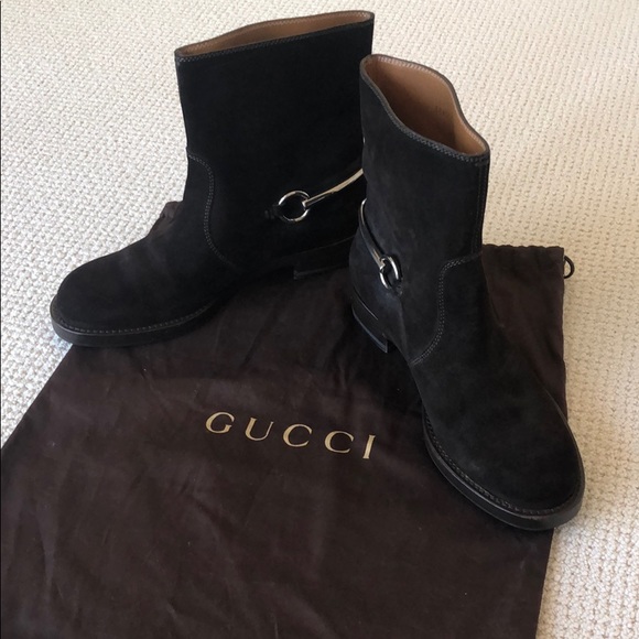 Gucci Susan Iconic Cocoa Suede Horse-bit Boots - Picture 1 of 4